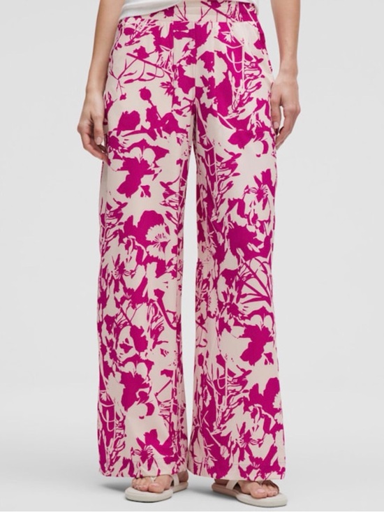 lululemon athletica Pants - lululemon athletica Wide-Leg Floral Pants in Magenta and Cream